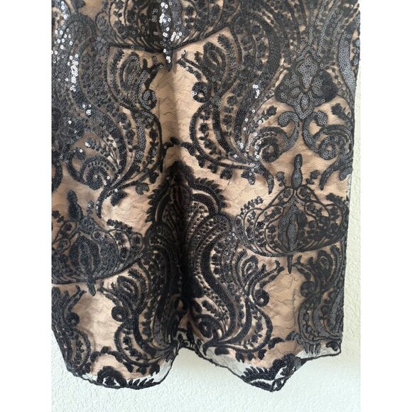 Free People Night Shimmers Sequin V-Neck Lined Mini Dress Black Glam Party Prom - Picture 9 of 12